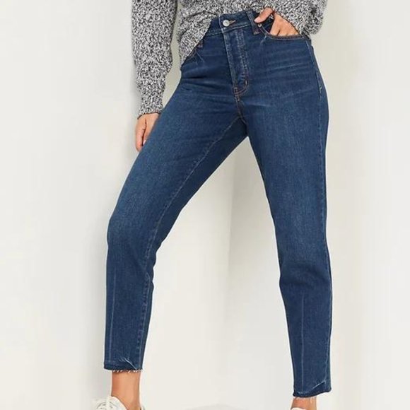 Old Navy High-Waisted Button-Fly O.G. Straight Cut-Off Jeans for Women New - Picture 1 of 4